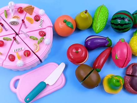 大型厨房过家家仿真玩具,水果蔬菜切切乐和趣味蛋糕
