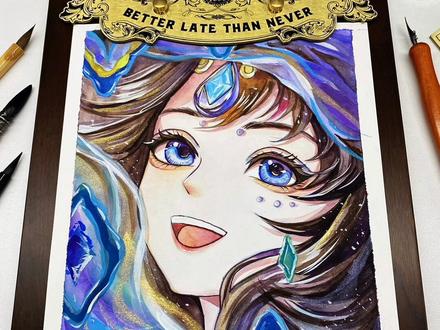 朵朵马年限定皮肤海报~#王者荣耀马年限定 #朵莉亚 #朵莉亚马限皮肤年年有鱼 #青年创作者成长计划 #手绘