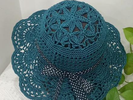 蝶恋花教程三 58号孔兰色两团钩1⃣️顶 多种颜色可选 #夏凉帽编织教程 #夏季遮阳帽新款夏凉帽