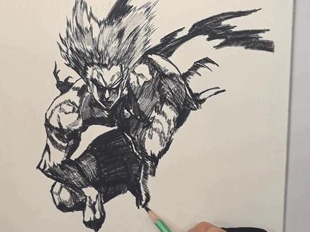 你敢发我敢画:挑战一笔画完一拳·真·主角:饿狼 #一拳超人 #你敢发我敢画 #饿狼