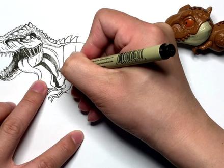 手绘恐龙教程、教你如何画恐龙、丧尸霸王龙#画画 #手绘 #绘画过程 #恐龙 #侏罗纪世界