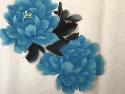 写意牡丹基础画法,蓝色妖姬,青蓝色牡丹#零基础学画画