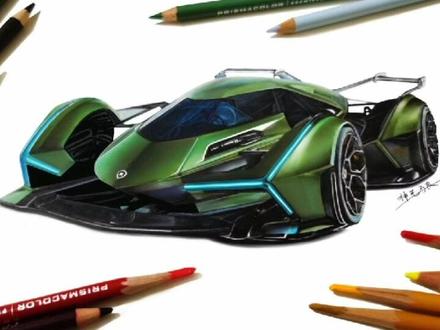 画一辆超酷的兰博基尼#手绘 #绘画 #兰博基尼