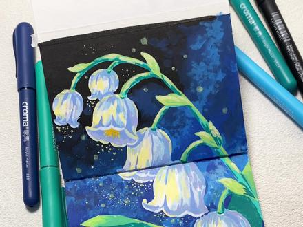 夜空下的铃兰花🌸
#丙烯马克笔 #绘画教程 #翻翻乐 #画画 #每日一画