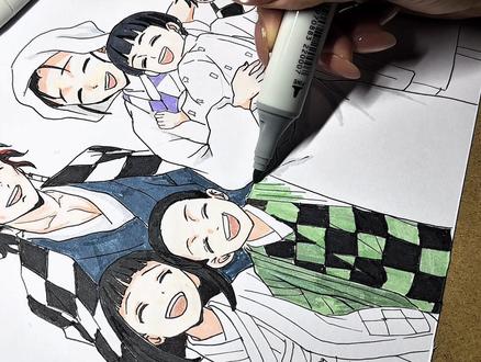 豆子幸福好不好 #鬼灭之刃 #梅森尼斯马克笔 #马克笔绘画 #祢豆子 #炭治郎 🖌️上色工具是梅森尼斯马克笔