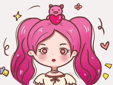 超级简单详细的卡通头像,和平精英双马尾,Q版头像#procreate绘画