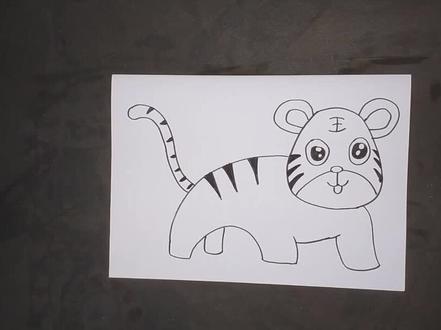 圆鼓鼓的小老虎#儿童画创意画 #手工制作 #原创剪辑