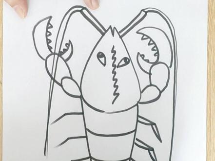 简笔画海洋生物6龙虾#简笔画 #海洋生物 #龙虾 #亲子 #美术