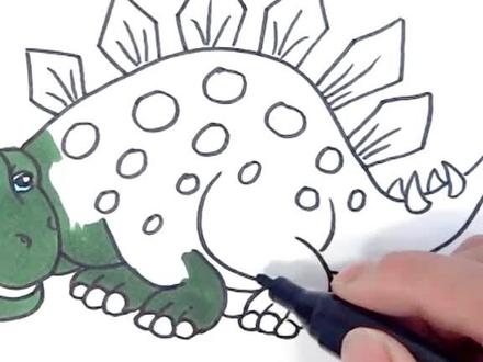恐龙简笔画,教你画一只剑龙!#简笔画