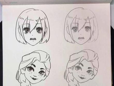 喜欢我画的艾莎请发-1表情,喜欢姐姐画的艾莎请发+1表情#漫画 #自学漫画 #漫画临摹册 #艾莎 #简笔画画