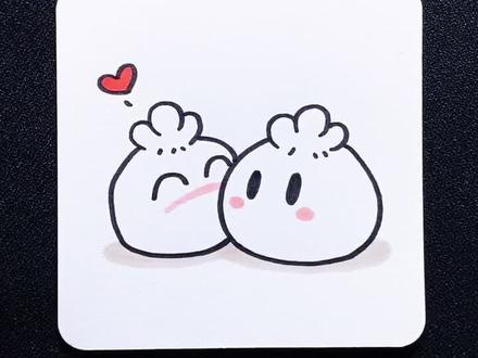 ♥️甜蜜小笼包简笔画来啦~以后吃包子必须一对对的吃🤣#简笔画教程 #简笔画 #小笼包 #包子