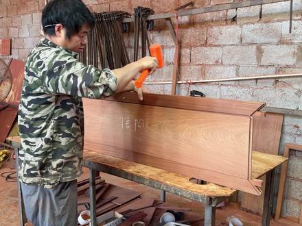 平缝内圆角双透榫工艺,中式简约风素雅餐边柜制作 #榫卯结构#制作过程#明式家具#匠心制作#餐边柜