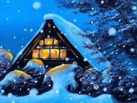 怎么画出漂亮的雪屋,一看就会#油画 #手绘油画 #纯手绘油画 @DOU+小助#油画教程