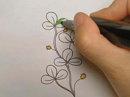 做个幸运草的书签吧,打开书满是春天的气息#幸运草#简笔画 #小清新治愈系