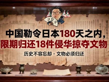 花千芳:中国勒令日本180天之内,限期归还18件侵华掠夺文物