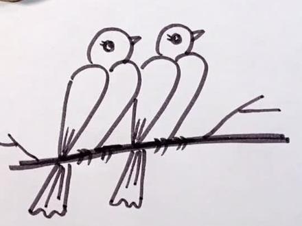 4个2画喜鹊#简笔画 #儿童简笔画 #亲子 #幼儿园 #上热门 #抖音小助手