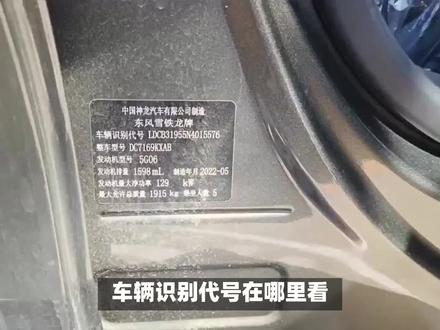 车辆识别代号(VIN码)在哪里看?