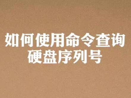 如何使用命令查询硬盘序列号?
#电脑 #电脑技巧 #硬盘序列号