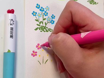 沉浸式画花🌸一看就会的9种春日小花2 #丙烯马克笔 #春天的色彩 #春天请你画朵花 #画画 #零基础学画画