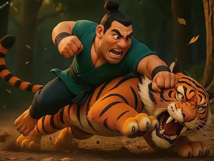 国学经典故事《武松打虎》绘本故事演讲比赛视频背景素材PPT 本期故事主要讲述了勇敢的武松在景阳冈连喝十八碗酒后,不听劝阻上山,遭遇凶猛老虎。他用尽智慧(灵活躲闪)和力量(徒手猛击),最终赤手空拳打败了为害百姓的大老虎,成为大家敬佩的英雄。同时这个故事也告诉我们:面对困难和危险(就像“老虎”),真正的勇气不是不怕(武松喝酒上山胆大),而是在危急时刻能保持冷静(躲闪、用拳),想出办法解决问题(放弃断棒、用拳头),并且敢于担当(为民除害)! 小朋友们,生活中的“老虎”可能是难题或挑战,只要我们像武松一样,不蛮干、动脑筋、有毅力,也能做自己的小英雄!#儿童睡前故事#早教启蒙#国学经典故事#历史故事 #武松打虎