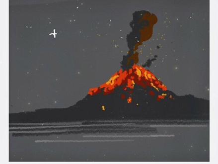 打卡100幅备忘录手绘之第四十七幅《喷发的火山》,快和喜欢的人一起来画吧#备忘录手绘教程 #火山喷发 #每日一画