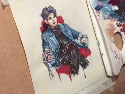 这次用颜料画下了苏醒MV《破亿》的这一幕!拿出了很久没用的颜料!真的好久没画这种!我宣布《破亿》MV是我看过最🐮的MV!苏醒超厉害!#苏醒 #苏醒破亿MV #彩头写生 #美术生 #大二