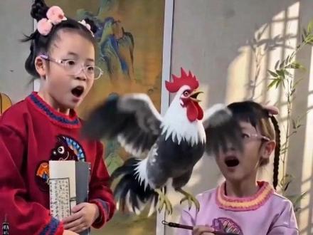 画的鸡居然飞出来了 古诗《画鸡》,明,唐寅,画的鸡居然飞出来了#跟着花毛学古诗 #画鸡 #唐寅