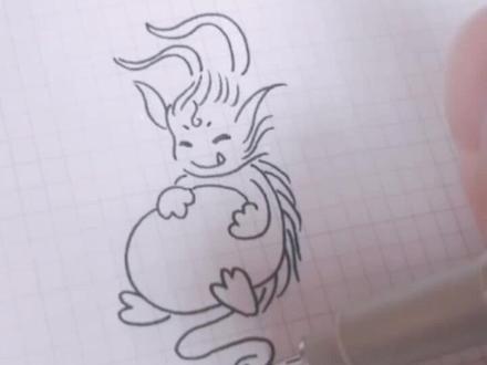 山海经饕餮怎么画?哪怕凶兽,小时候谁还不是可爱的宝宝了~#国风 #简笔画 #充能计划 #画 @DOU+小助手