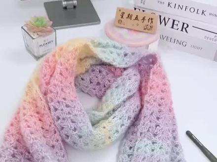 暖乎乎的水草花围巾教程#钩织教程