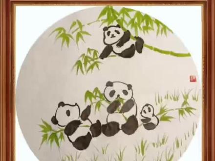 第86课 简单的儿童国画《大熊猫》#少儿国画#零基础学画画#儿童画#@DOU+小助手