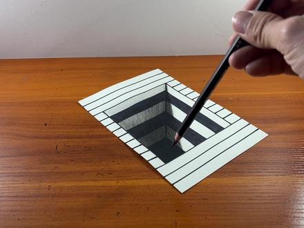 弟弟画的无底洞#3d立体画 #无底洞#视觉艺术