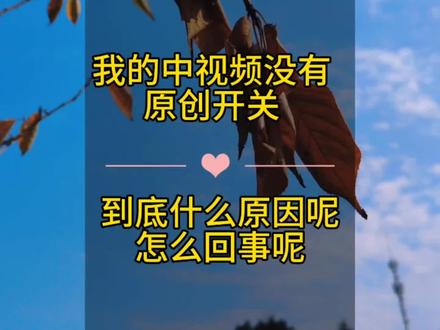 我的中视频没有原创开关到底什么原因呢怎么回事呢?#新手小白 #生活日常碎片 #
