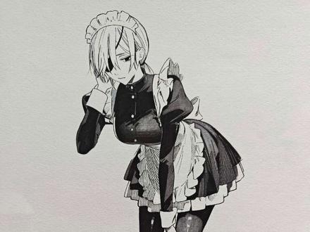 好多地方忘记录了#画画 #临摹 #电锯人 #女仆装 #针管笔