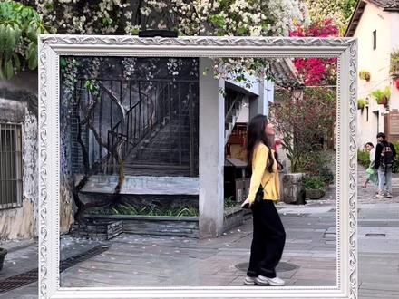 我画出了白色勒杜鹃花下会动的风景画🔥#创意 #隐形画