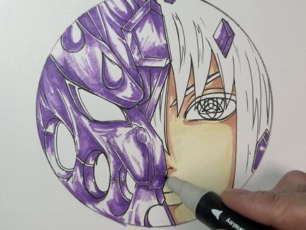 粉丝想看的二柱子须佐能乎简单上色画法教程来啦! #手绘 #绘画过程 #须佐能乎 #跟着抖音学画画 #抖音小助手 @抖音小助手