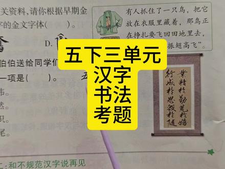 五下三单元汉字书法考题 #五年级下册语文 #汉字 #书法 #考点