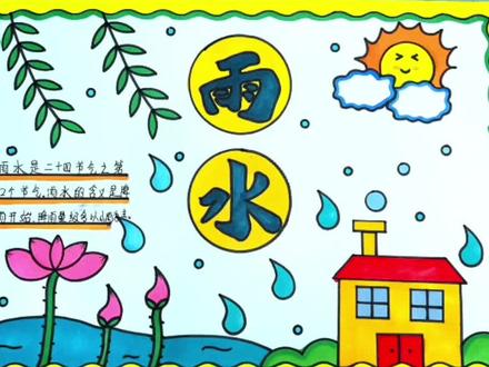 雨水到了,画一张简单漂亮好看的雨水手抄报模板绘画吧#雨水手抄报 #二十四节气手抄报 #雨水 #小学生手抄报 #手抄报模板