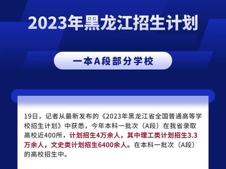 2023年黑龙江省高考招生计划公布,一本A段计划招生4万余人,黑龙江省这些高校计划招生15000余人#高考 #2023年黑龙江省高考招生计划 #招生计划 #招生计划人数 #2023年高考 #高考录取 #高考录取 #高考招生 #北京大学 #清华大学 #黑龙江大学 #一本A段 #一本 #高考填报志愿专业分析