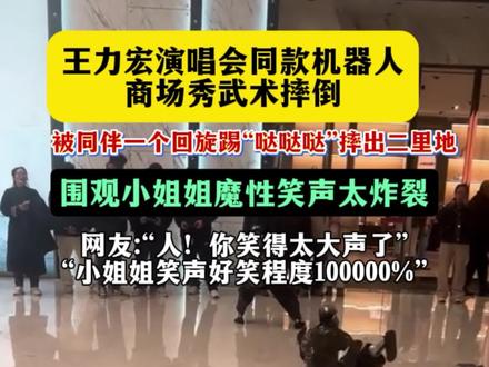 王力宏演唱会同款机器人商场秀武术摔倒,围观小姐姐魔性笑声太炸裂! #机器人 #机器人摔倒 #小姐姐 #人工智能 #抽象