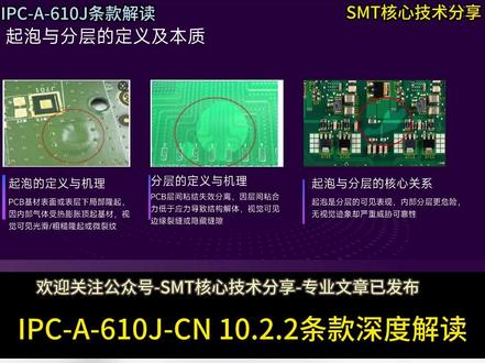 解读IPC-A-610J PCB 板起泡与分层 解读IPC-A-610J-CN 10.2.2 PCB 板起泡与分层
#PCB #PCB板起泡与分层 #smt #品质异常