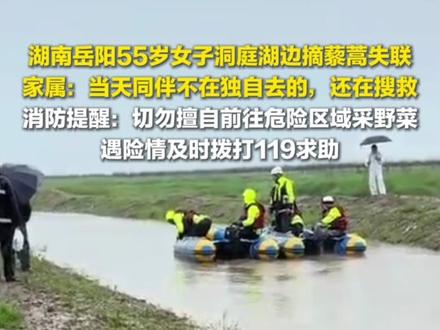 湖南岳阳55岁女子洞庭湖边摘藜蒿失联 家属:当天同伴不在独自去的,还在搜救。#失联