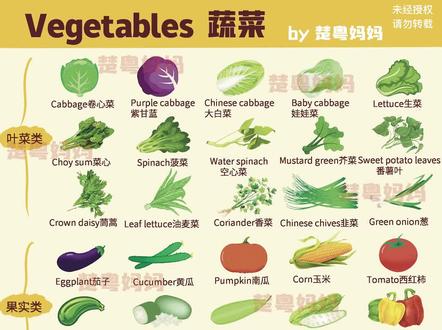 娃娃菜用英语怎么说|超全的蔬菜英语单词