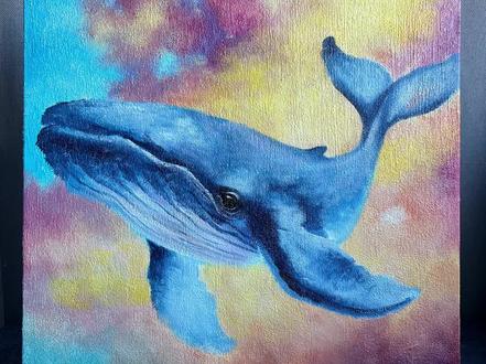 把深海的温柔画进色彩里,这只蓝鲸,是我写给天空的诗✨ #仅分享给有艺术细胞的人 #画画 #零基础学画画 #自学画画打卡 ##画画教程