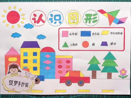 一年级数学认识图形手抄报,用绘图尺画手抄报简单又好看 #小学生手抄报 #手抄报 #手抄报作业 #手抄报模板 #文具安利
