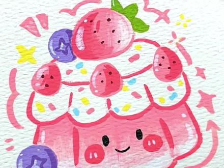 超可爱草莓布丁简笔画!一学就会~#丙烯马克笔 #丙烯马克笔绘画 #可爱简笔画 #随手画 #简笔画教程