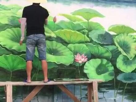 美丽乡村荷花塘墙绘