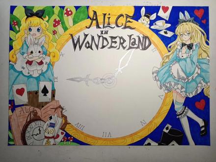 爱丽丝梦游仙境手抄报,#原创手绘 马克笔