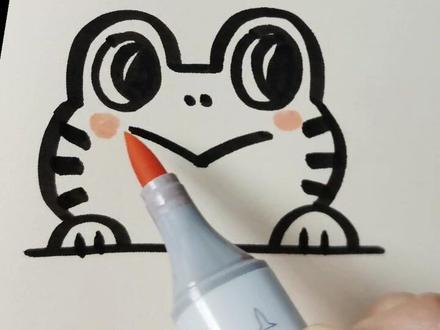 画一只超级简单可爱的小青蛙#画画 #简笔画 #超可爱 #亲子 #儿童简笔画 #简单画