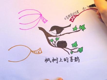 部编版二年级下册《枫树上的喜鹊》一课的思维导图。快快和小陈老师一起学起来吧!#思维导图手绘 #语文笔记 @抖音小助手
