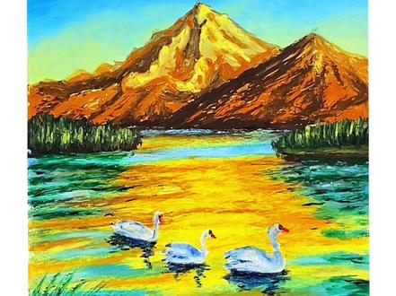 天鹅湖油画棒详细教程#绘画教程 #色彩收集者 #零基础教学 #绘画过程分享 #油画棒教程